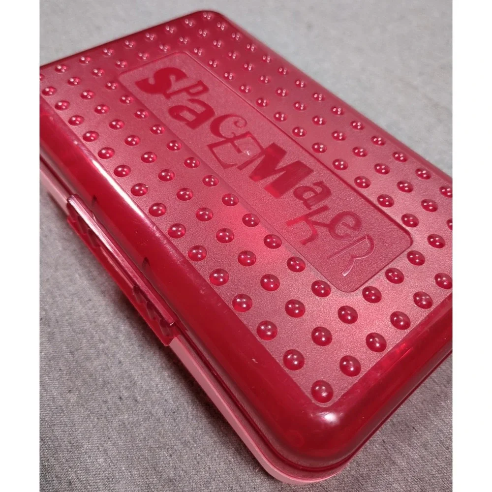 Spacemaker Vintage 1990s Plastic‎ Pencil Case Box Red Top Frosted Bottom